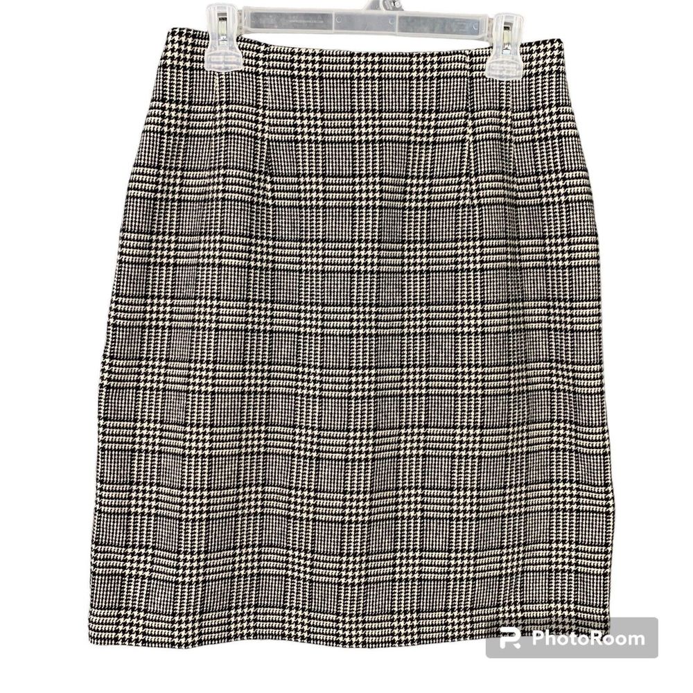 Savanna Wool Blend Pencil Skirt Sz 12 Career Windowpane Houndstooth Plaid Lined